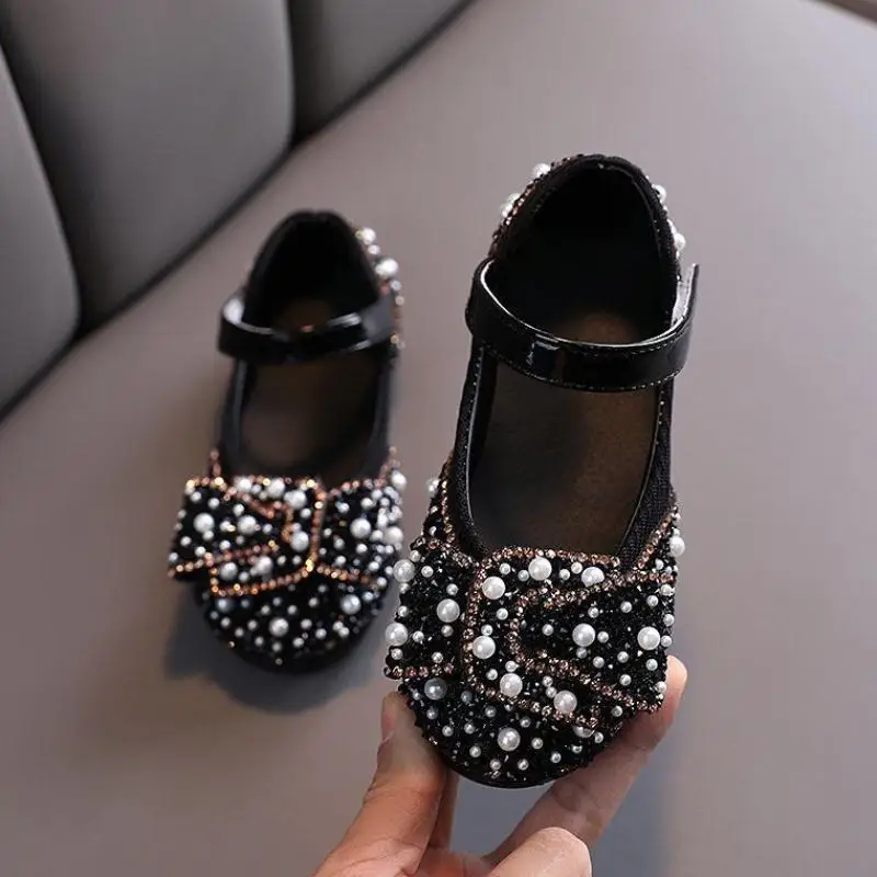 2021 модные детские туфли принцессы со стразами, праздничная обувь на плоской мягкой подошве для девочек, блестящая Детская Классическая обувь