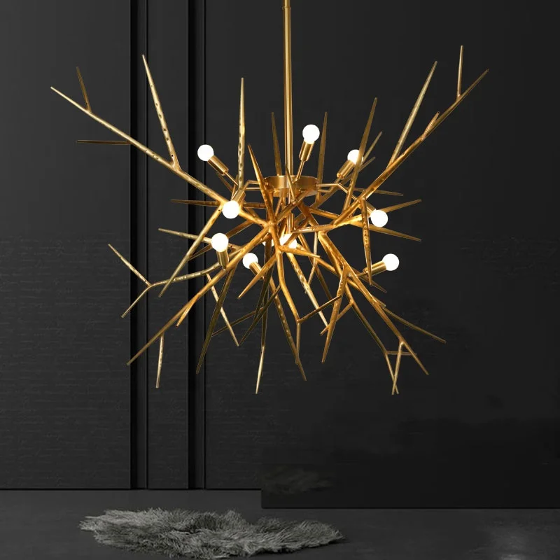 HITECDAD luxury vintage retro design brass color decorative led chandelier light hotel villa brass nordic chandelier