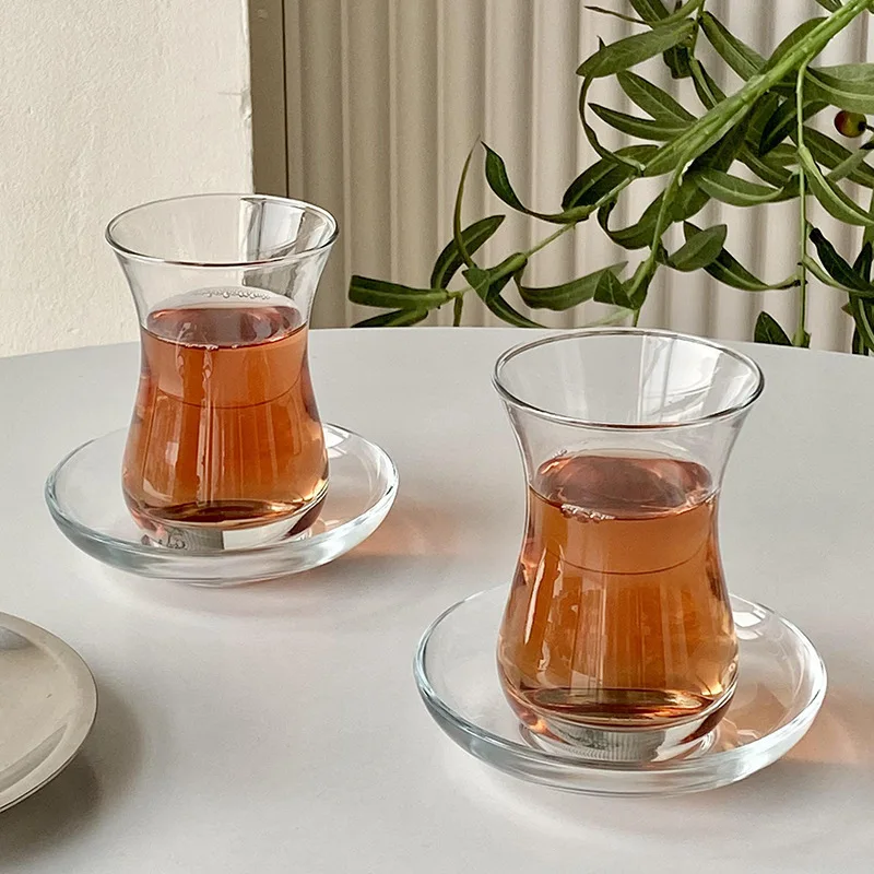 Wholesale  Turkish Style Good Quality Tea Glass Cup And Saucer