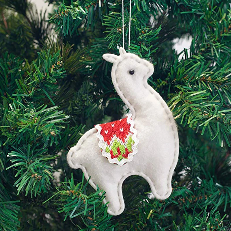 Christmas Hanging Ornaments 4 Pcs Llama Alpaca Pendants for Christmas Tree Decoration