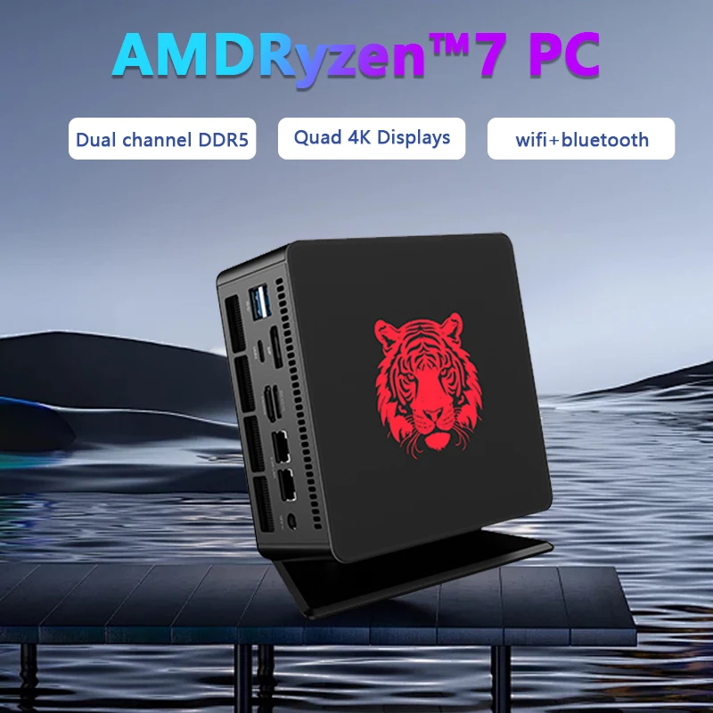 Hot Sale Mini PC R7000 AMD Gaming 7840HS 3.8GHZ-5.1GHZ 4K Display Monitor DDR5 WIFI Gamer Computer For Office Wins 11 OS