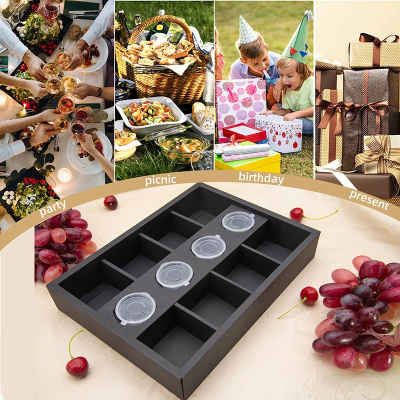 Custom Wholesale Packaging Paperboard Box with Divider for Fast food, Party cookies, Dessert, Fruit Platter, Candy, and Cake
