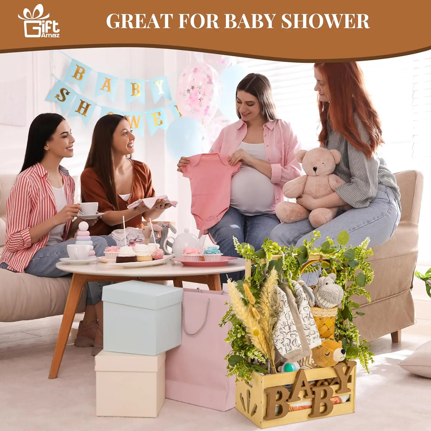 Wooden Nesting Crates with Handles Decorative wooden baby shower crate closet