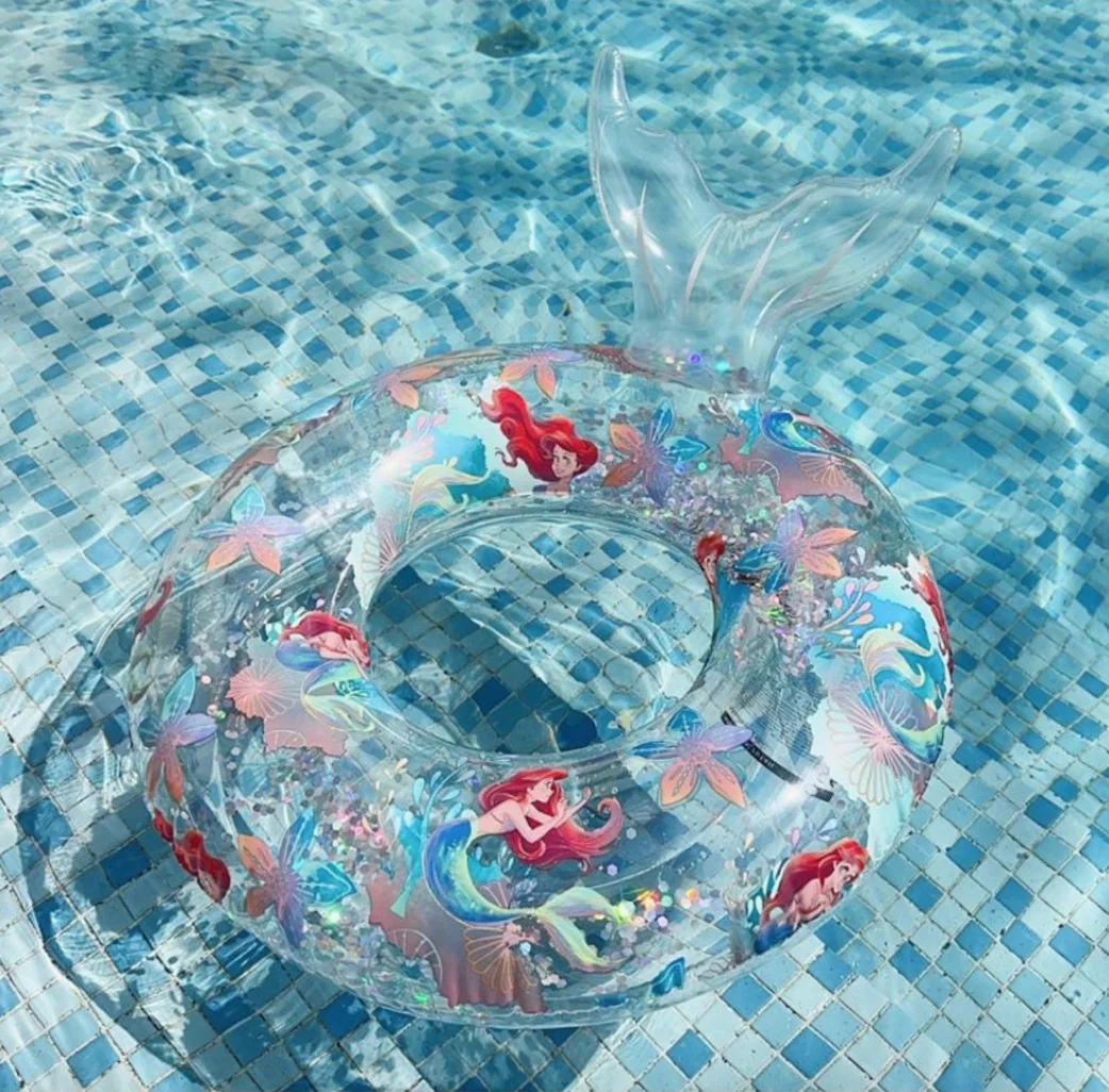 Summer Mermaid Tail Confetti Sequin Inflatable Pool Floats Swim Ring for Adults Swimming Pool Beach Party Water Toys