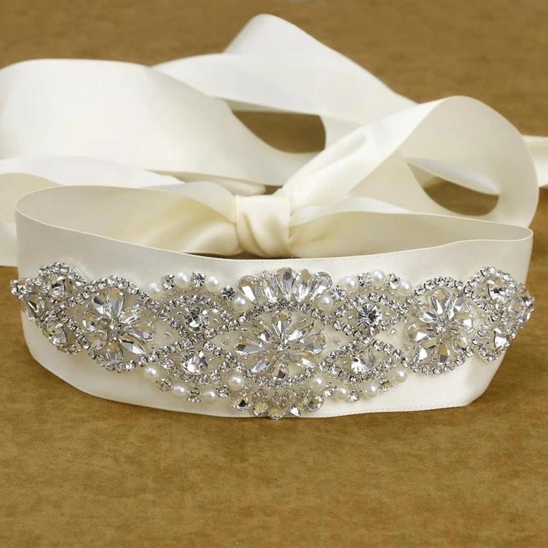 
Handmade Flower Design Crystal Bridal Sash Rhinestone Wedding Belts for Bride Bridesmaids Prom Gown Dress 