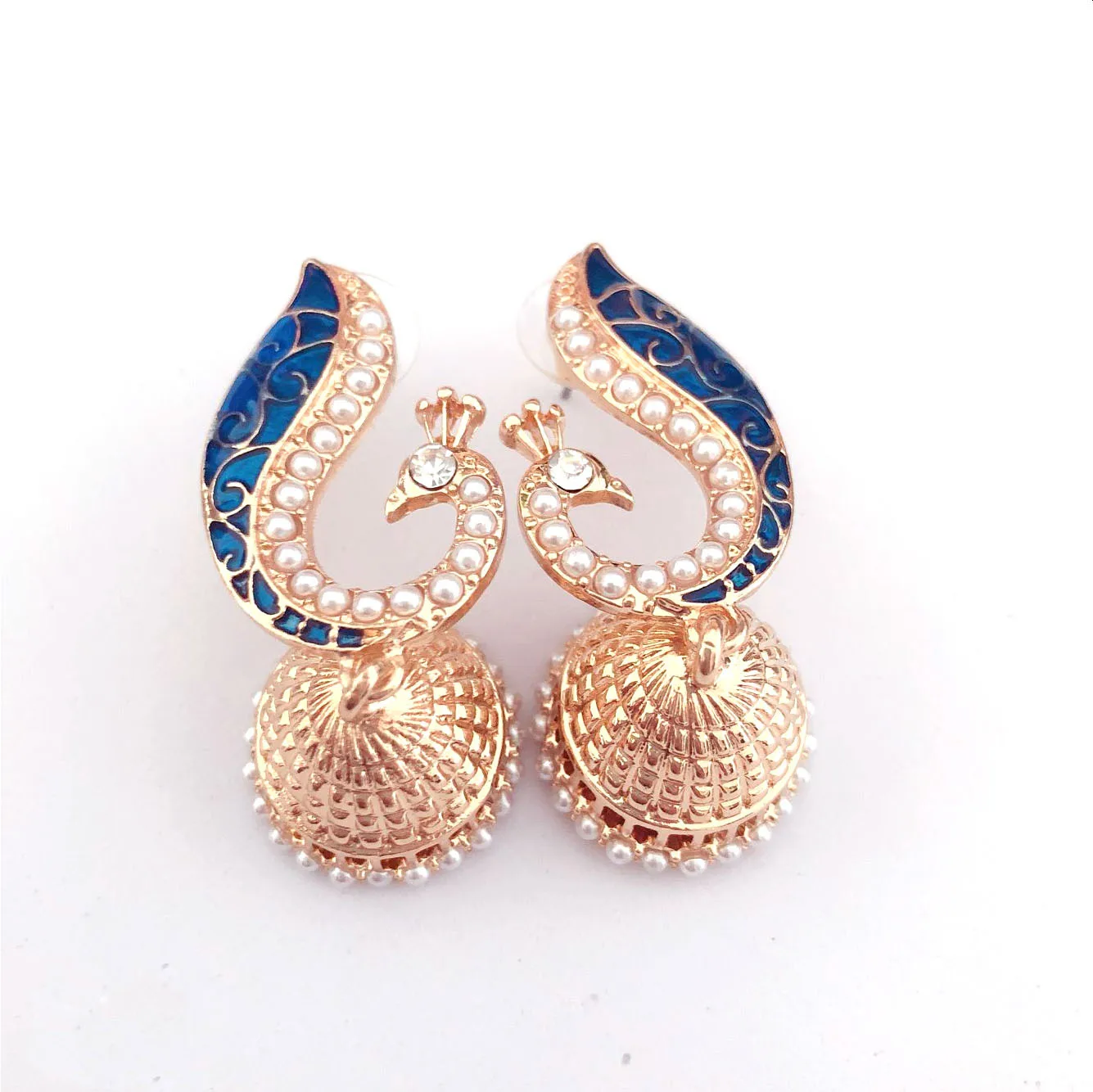 DAICY Cheap Wholesale Fashion Woman Exaggerated Peacock Gold Jhumka Earrings Design with Price