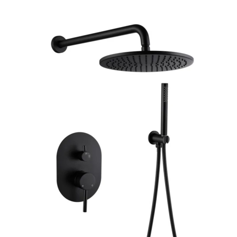 High Quality Brushed Concealed 3 Function Showers Head Rainfall Hot and Cold Faucet Shower System Set