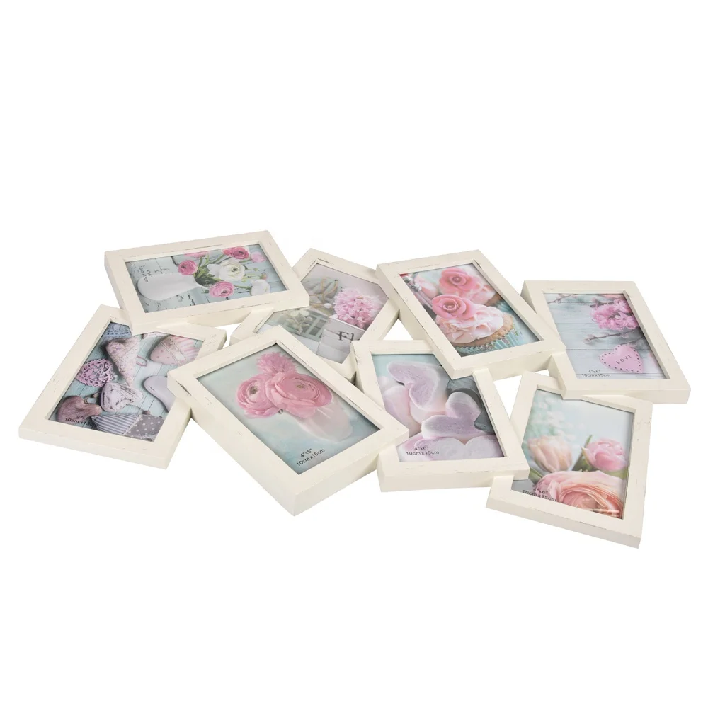 New Product Decorative Pp Glass Paper Square Black Picture Photo Frame Set