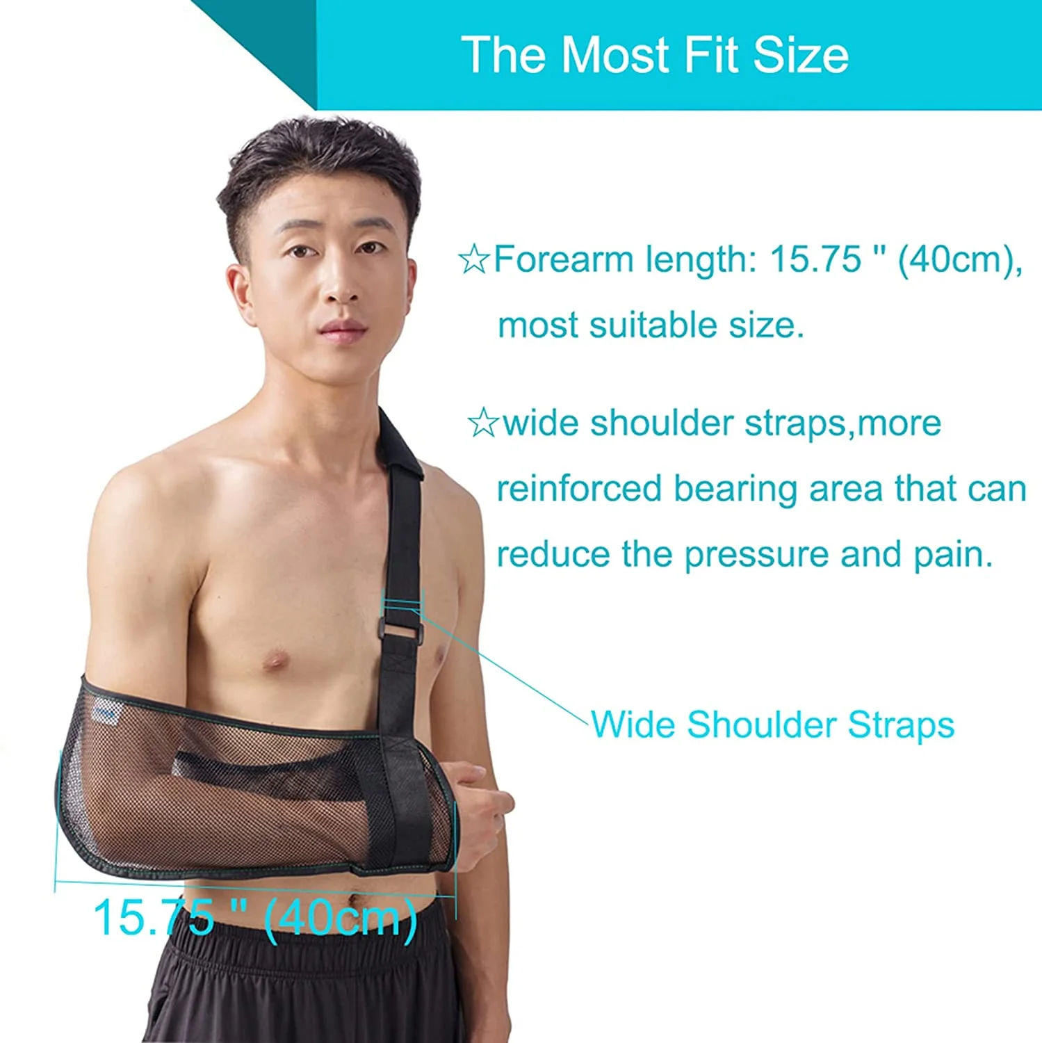 HKJD Adjustable Pouch Arm Sling Medical Orthopedic Mesh Arm Sling Black Broken Fracture Sling For Man And Woman