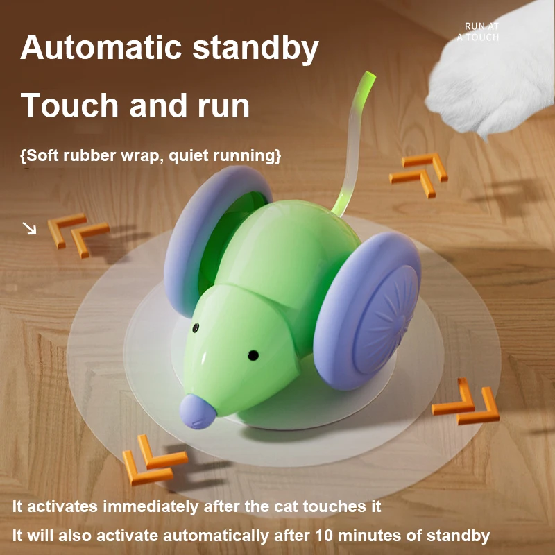 Cat Interactive Toys Automatic with LED Lights Cat Mouse Toys Smart Sensing Moving Electric Cat Toys