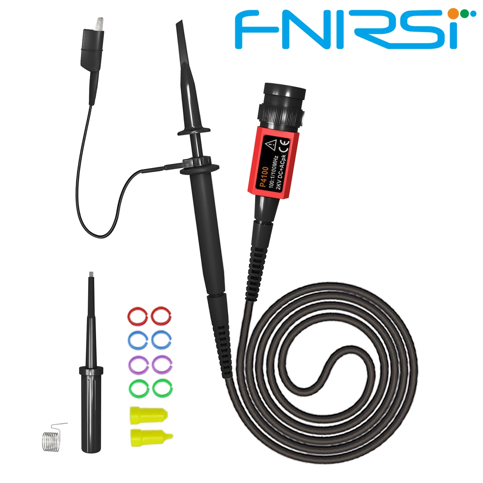 P4100 High Voltage Oscilloscope Probe 100:1 2KV 100MHz 100X Safety BNC Connector for Oscilloscope Adjustable attenuation