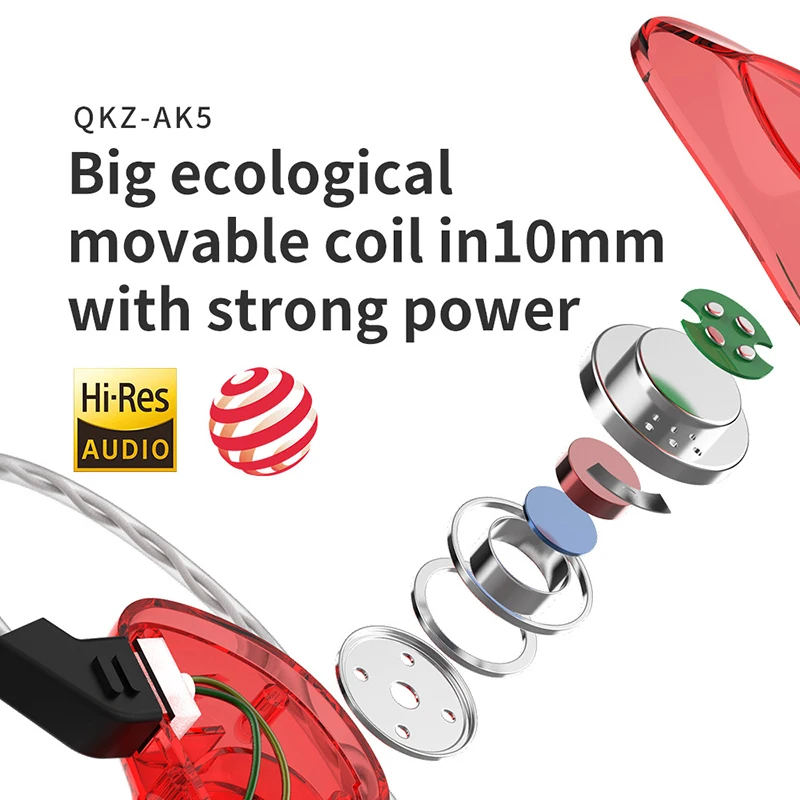 QKZ Tingsheng CK5 sports around-ear music running intelligent noise-cancelling stage monitoring headphones.