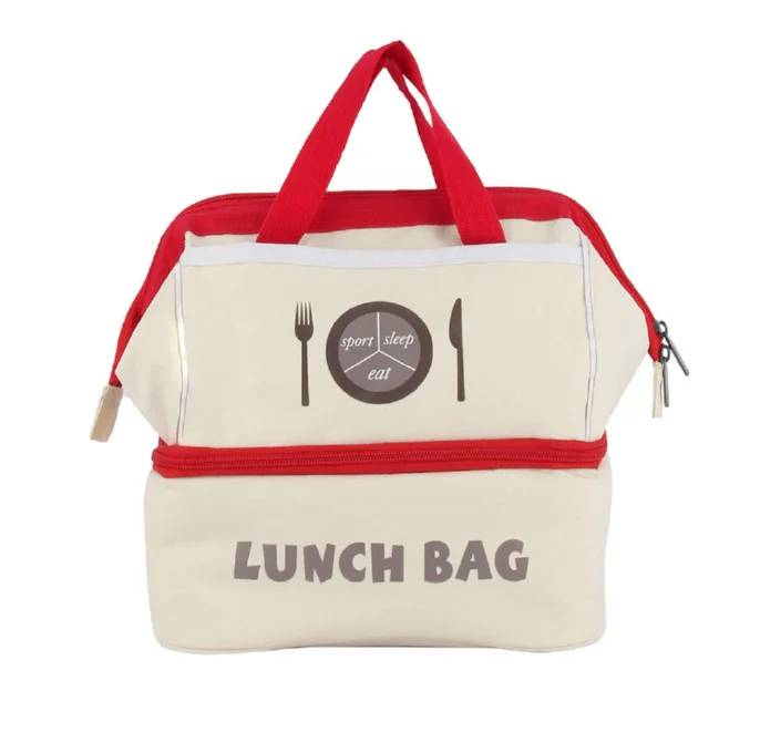 Factory Direct Dual Compartment Leakproof Reusable Picnic Tote Pail Thermal Insulated School Kids Lunch Bag for Outdoor Camping