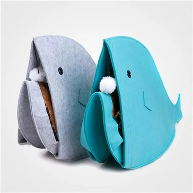 New Arrival Cartoon Creative Cat Kennel Ball Toys Detachable Foldable Felt Shark Dog Bed 4 Season Travel Bed Pets Cave Cat Bed
