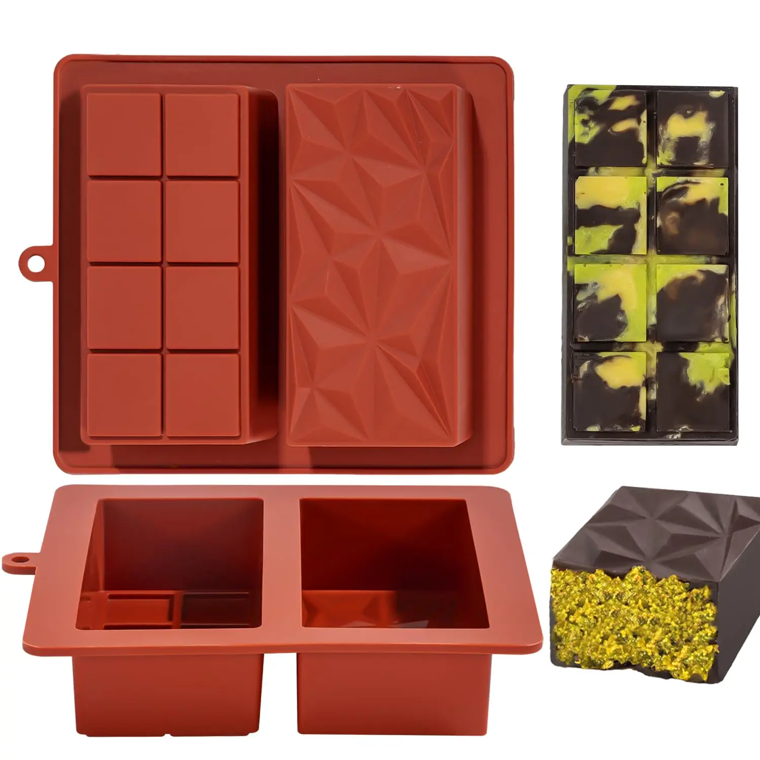 Factory OEM Product Safe Square Block Handmade Chocolate Molds Silicone Chocolate Bar Mold for Baking