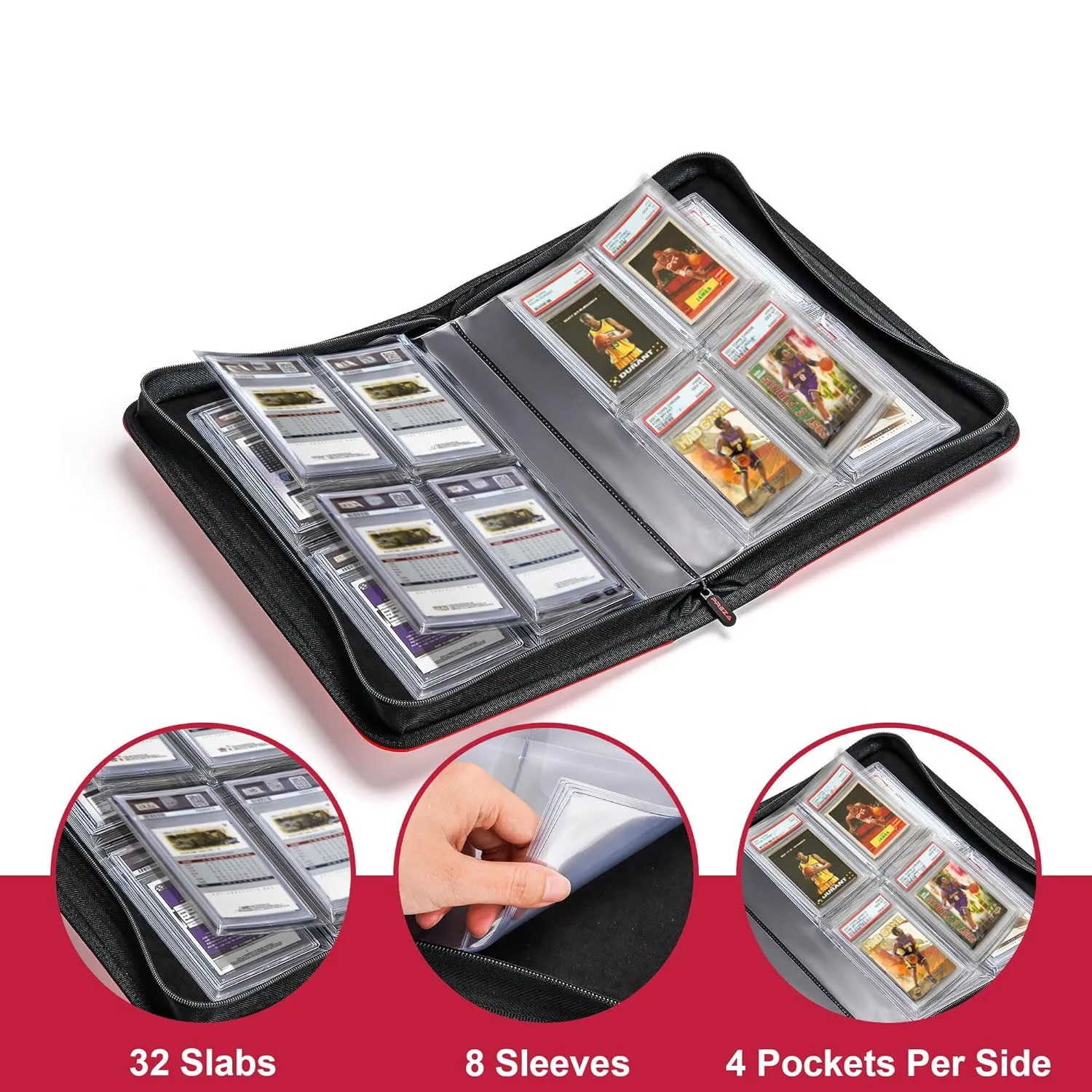 Graded Card Binder Holds 40 Slabs 4-Pocket Binder for Standard Graded Card Slabs