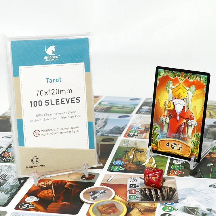 BGS008 UNICORN GAME PLUS Custom OEM Design Playing Boardgame Card Sleeves Deck Protector, Clear Plastic Tarot Card Sleeve