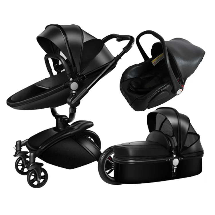 360 Degree Rotation Plus sunroof Black Four Wheel Luxury 3 in 1 Folding Baby Stroller