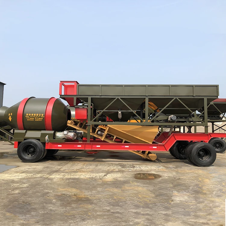 Small Capacity Mini Mobile Concrete Batching Mix Plant 25m3 30m3 50m3 60m3 with drum mixer