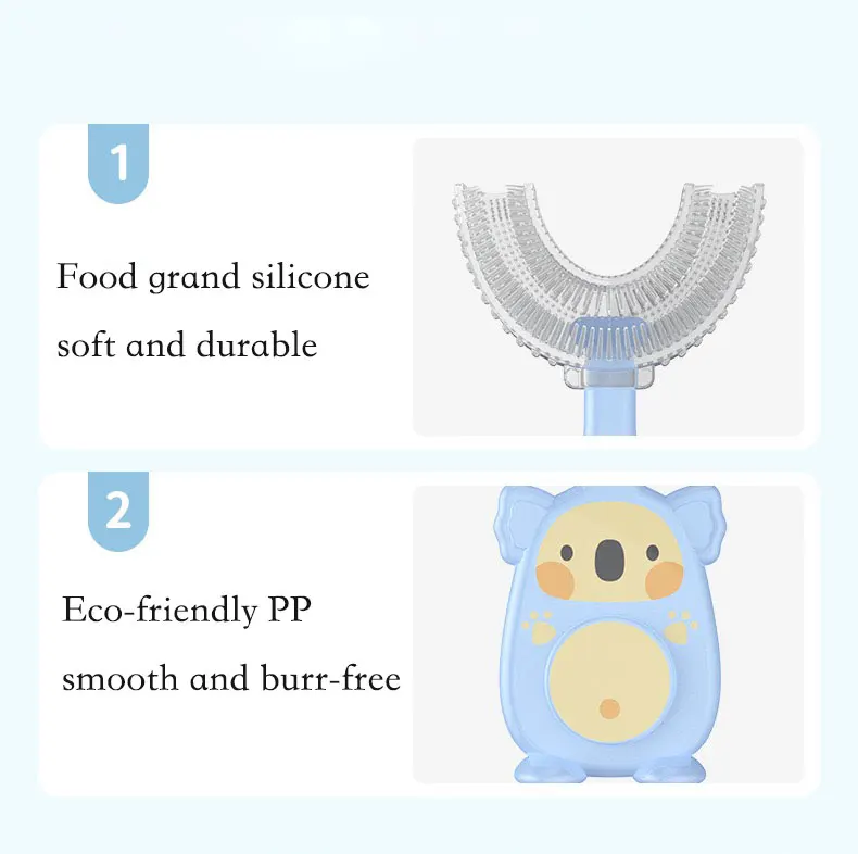 New Design Food grand silicone Baby Kid Cartoon Animal U Shape Toothbrush For Children