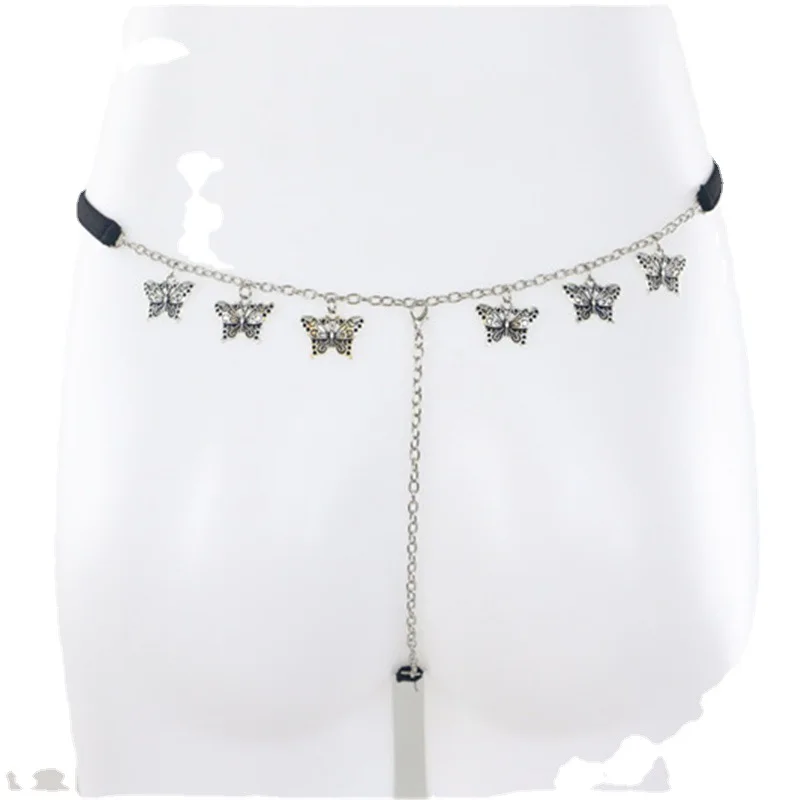 Creative Party Butterfly Pendant Thong Waist Chain Sexy Black Panties Charm Belly Body