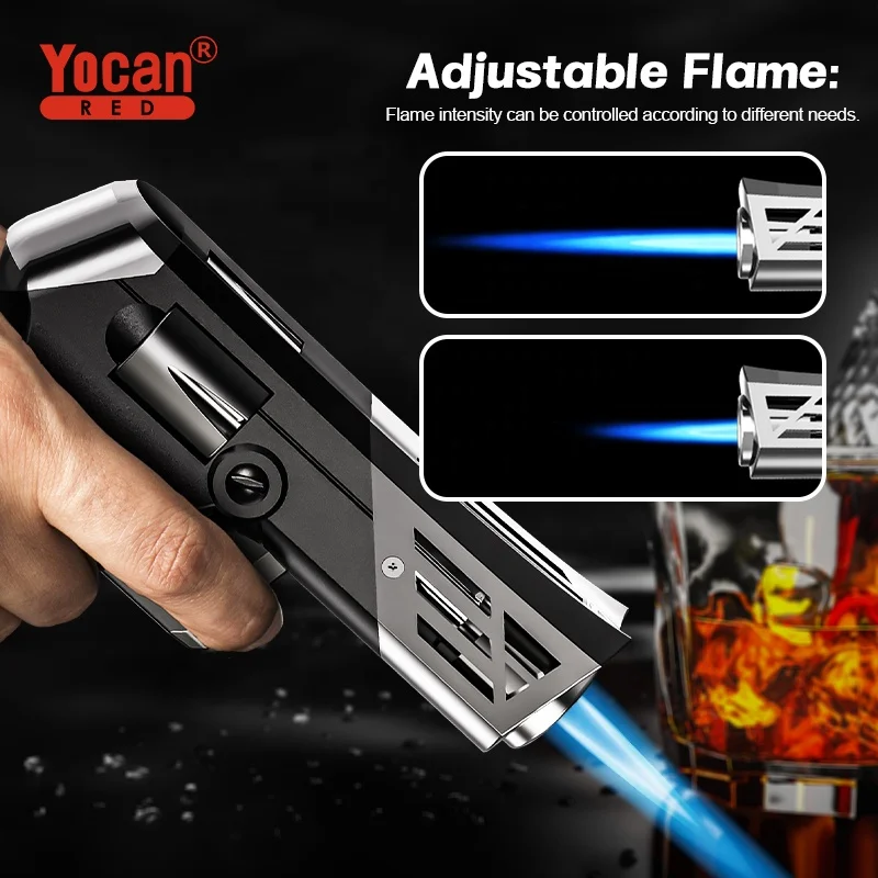 Industry Metal High Temperature Changing Color Guard Torch Refillable Butane Gas Jet Melting Welding Torch Lighter