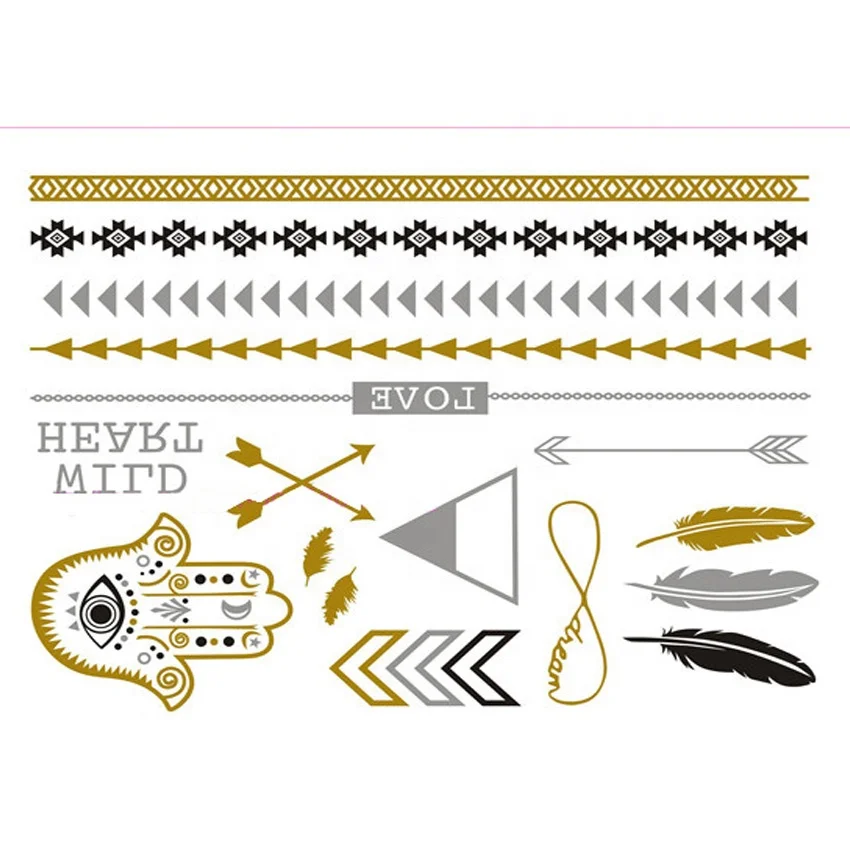 Custom flash metallic temporary tattoo sticker for foot