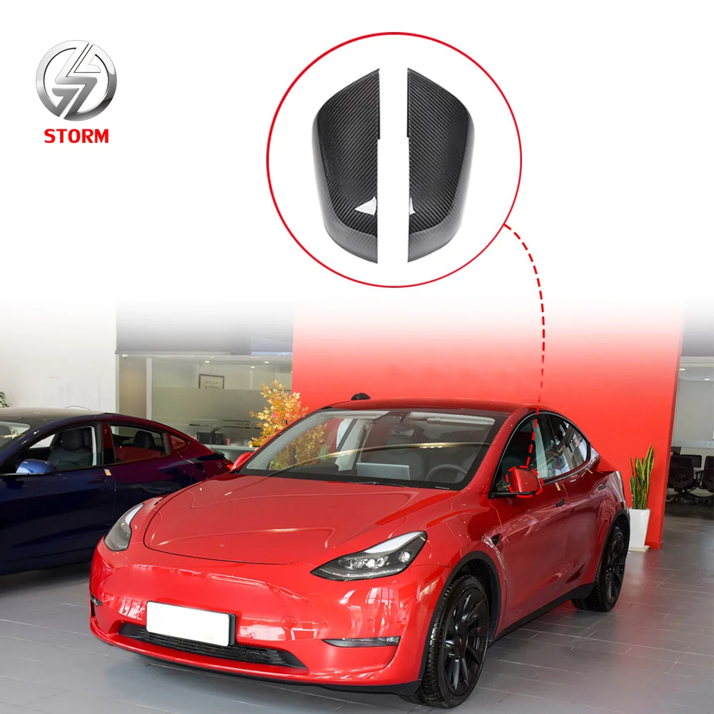 Add On Style Carbon Fiber Mirror Cover For 2019+ Tesla Model 3 Model Y