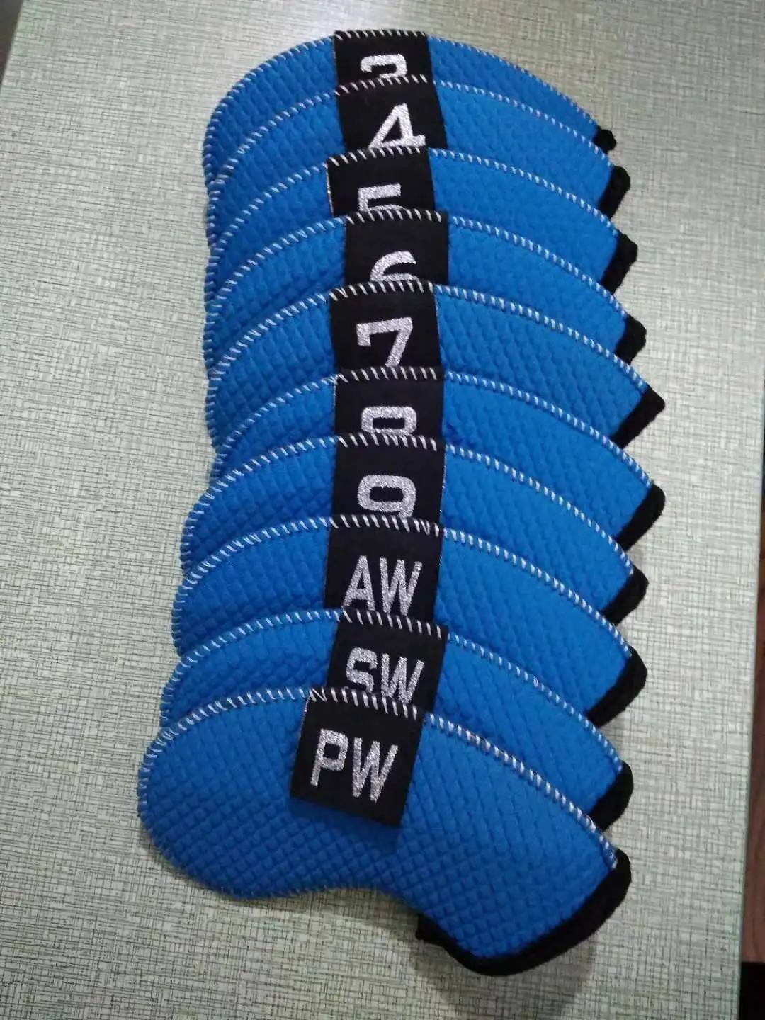 10pcs/set Custom Golf Cover 4,5,6,7,8,9,A,S, P, X Neoprene Fabric Iron Headcover Driving Fabric Iron Cover Golf