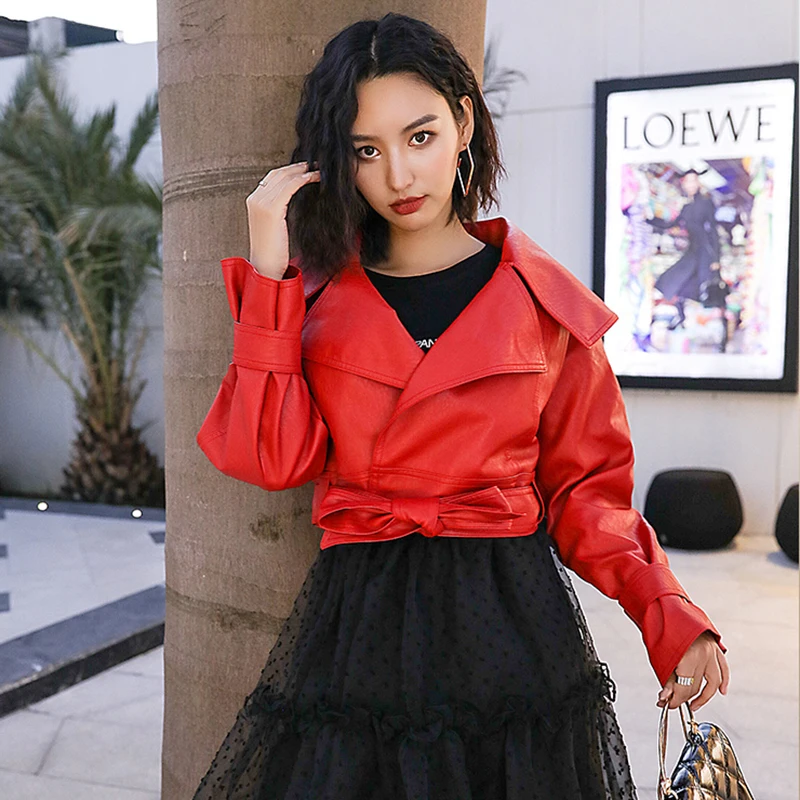 Женское однотонное пальто ONEINALL, с отложным воротником и длинным рукавом, на шнуровке, с бантом, уличная одежда, 2021