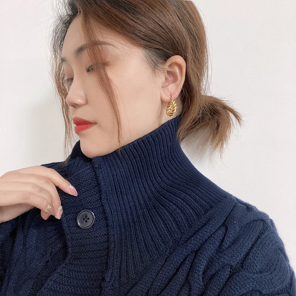 Модные золотые и серебряные серьги-кольца 2021, толстые серьги-кольца из нержавеющей стали