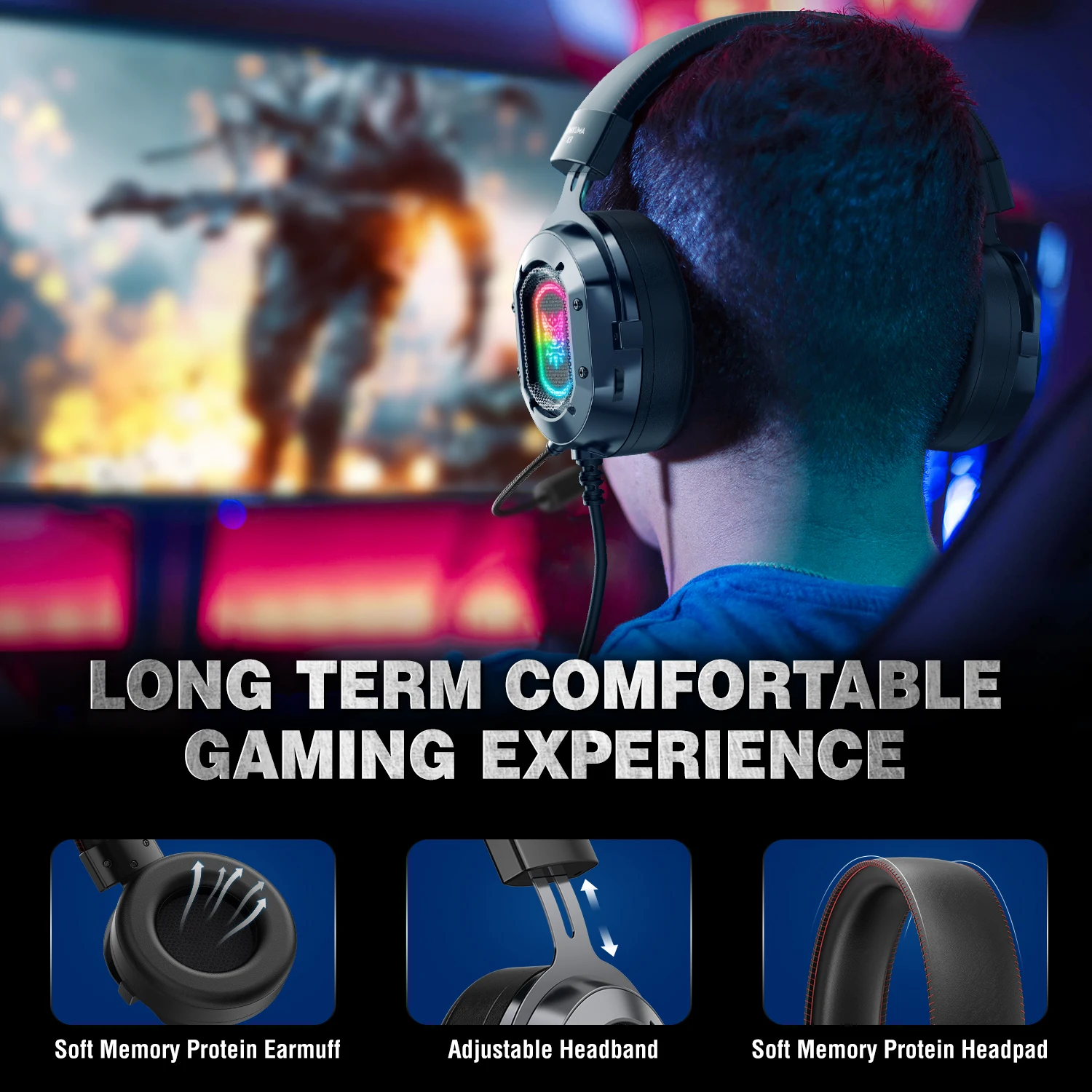 
Dropshipping Onikuma K3 RGB Wired USB PC Gaming Headphone Game Headset With Microphone 