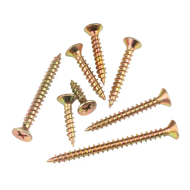Wholesale price yellow zinc csk chipboard screws carbon steel galvanized countersunk cross head chipboard screws