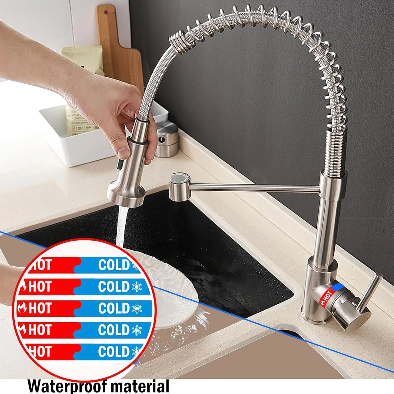 Waterproof Faucet Label Self Stick Hot Sign Cold Sign for Kitchen Bathroom Faucet Shower Escutcheon