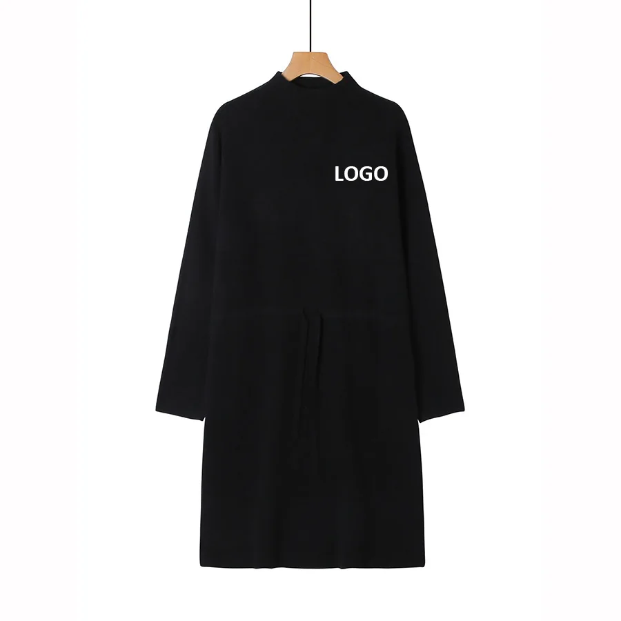 custom logo OEM 2023 autumn and winter female long sleeve pullover pregnant woman thin loose sweater dress