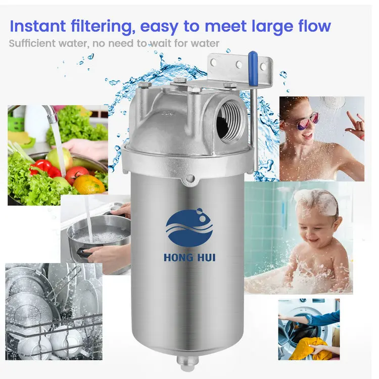 HONG HUI HMS-5C NSF 5 Inch Wholehouse Stainless Steel Water Filter Housing Water Filter System