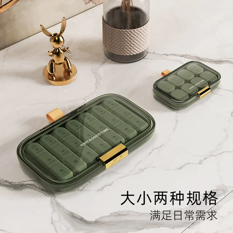 Large Capacity Strip Medicine box portable 7 Day Pill Containers Food grade PP pill box organizer Customized Logo