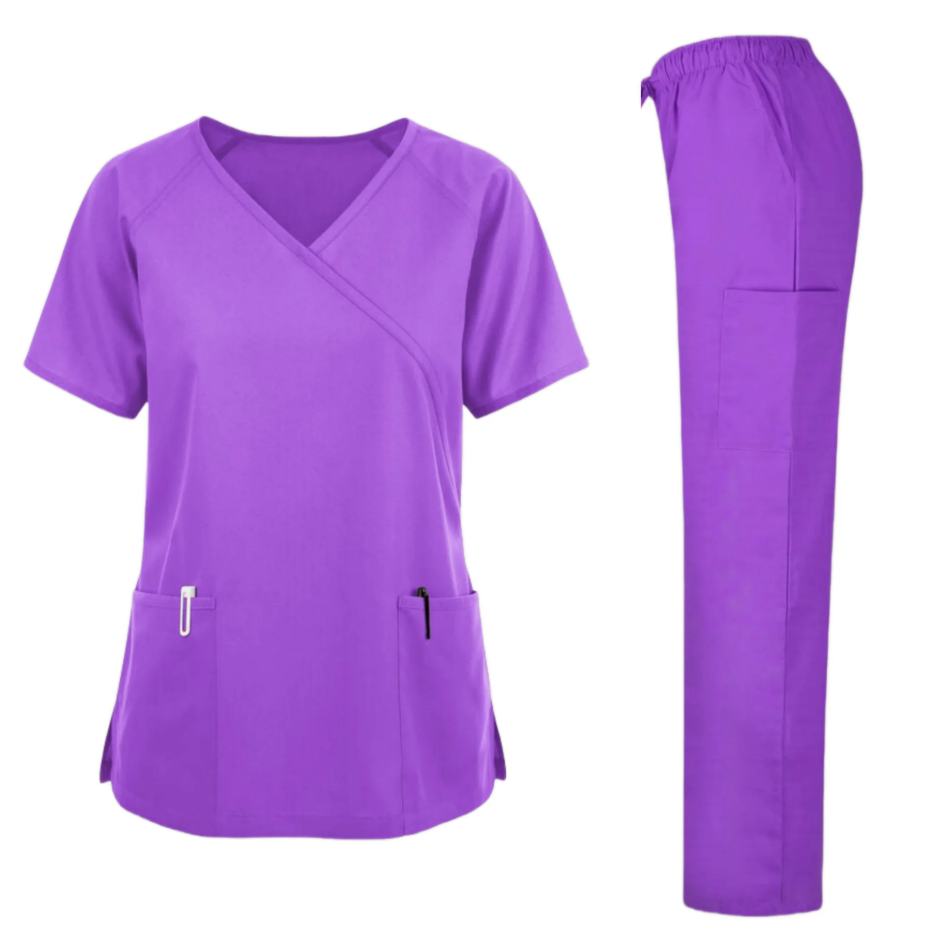 2024 New Dental Clinic Breathable Medical Scrubs Custom Logo Hospital Spandex 2 Piece Stretch Scrubs Uniforms Sets Fashionable