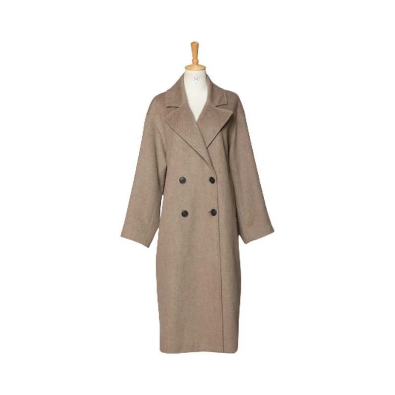 classic women overcoat wool full length coat with belt ladies wool jacket