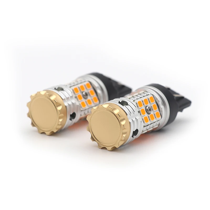 Светодиодные лампы t20 7443 canbus, двухцветные, янтарные, белые, указатели поворота, дневное освещение для Toyota Honda