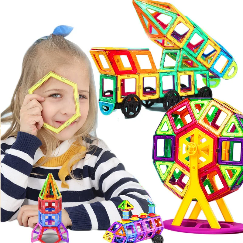 Big Size Magnetic Designer Magnet Building Blocks Construction Set Magnetic Bircks DIY Toys For Children Gifts