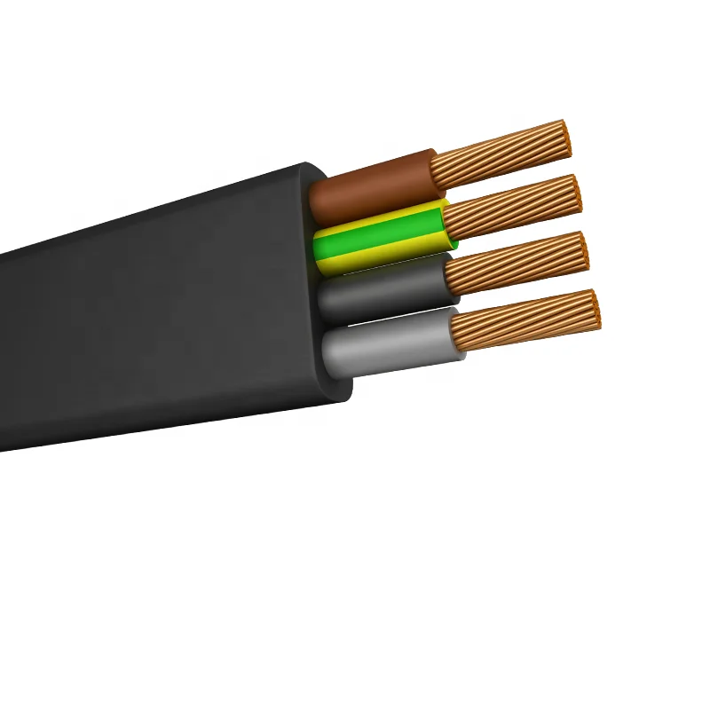 Низкое напряжение H07VVH6-F 4 ядра 2.5mm2 ПВХ оболочка плоский многожильный кабель питания и управления