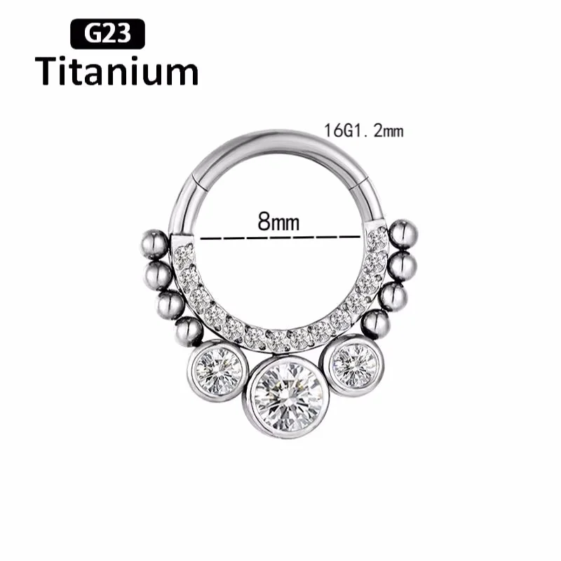 G23 Titanium Helix Piercing CZ With Ball Earring Septum Nipple Ring Conch Cartilage Tragus Piercing Jewelry ASTM f136 Nose Rings