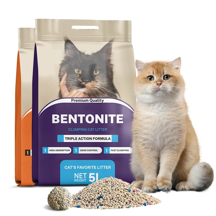 Muawu wholesale 1mm-3.5mm Natural Non-toxic dust free Highly Absorbent bentonite clay colour cat litter sand with fruit scent