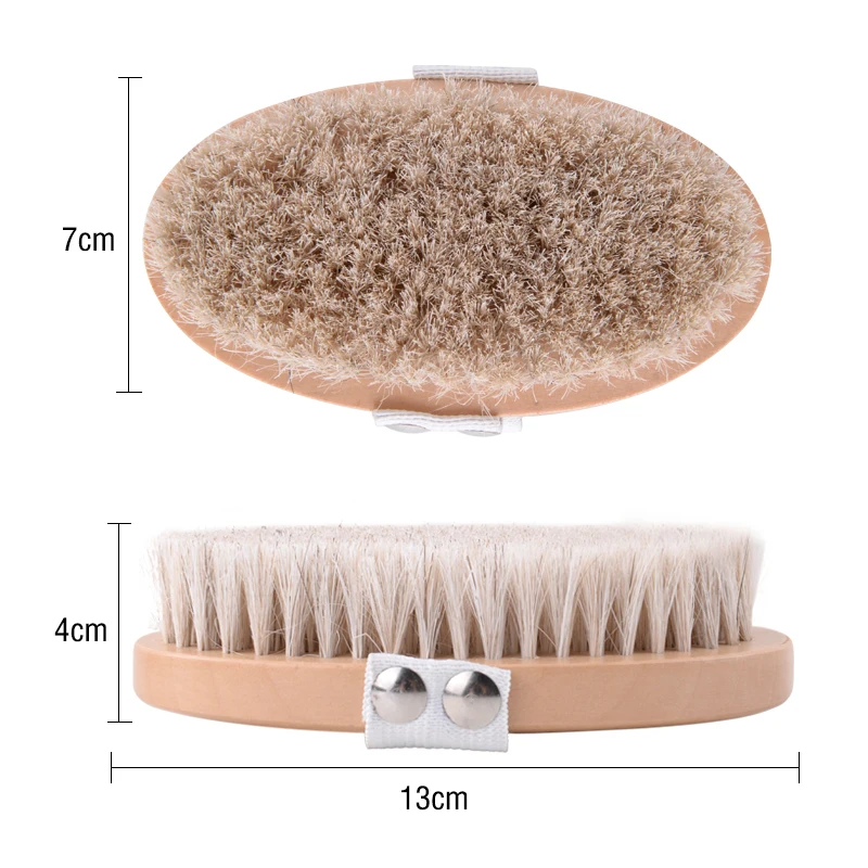 Soft Horse Hair Bristle Brush Wooden Exfoliating Body Dry Brush Shampoo Massage Bath Scrubbers For Remove Dead Skin