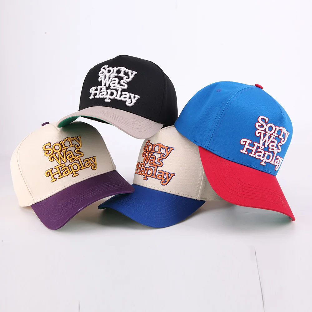 3d Embroidered Letters 5 Panel Mens Baseball Cap Customized Embroidery Cotton Two Tone Baseball Caps