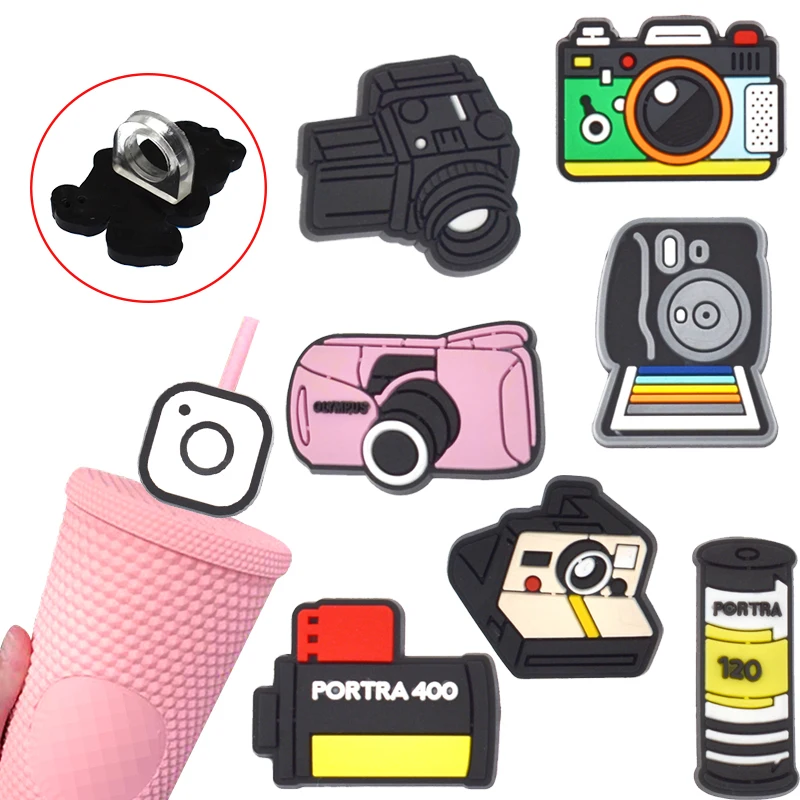 Wholesale New Reusable Popular Cameras Straw Toppers Reusable Drinking Straw Topper Charms Drink Accessories