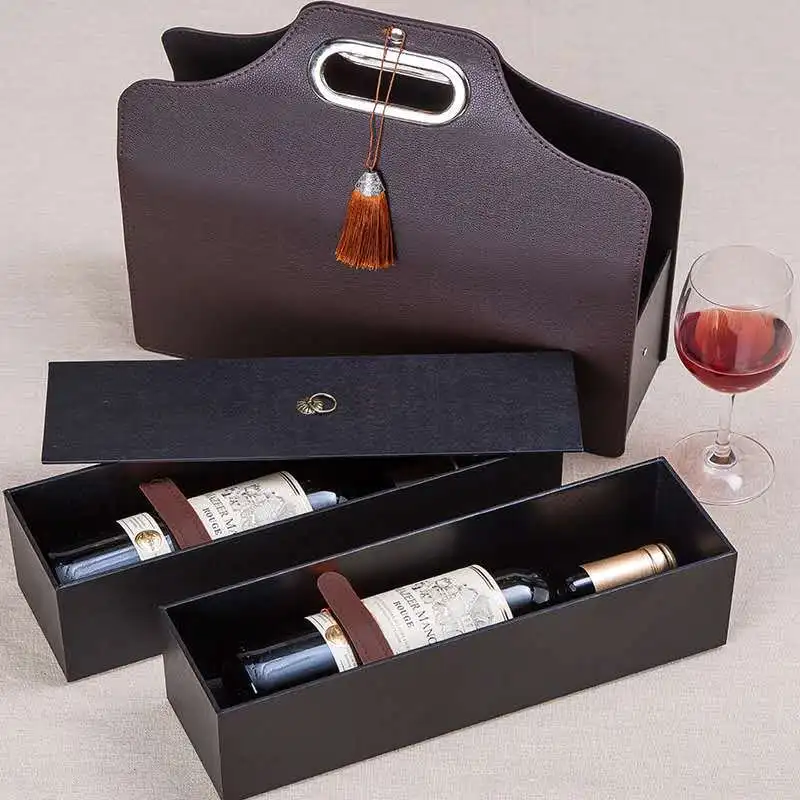 2021 New Design Customized Trendy Stylish Thermal Leather Champagne Bottles Protective Bag