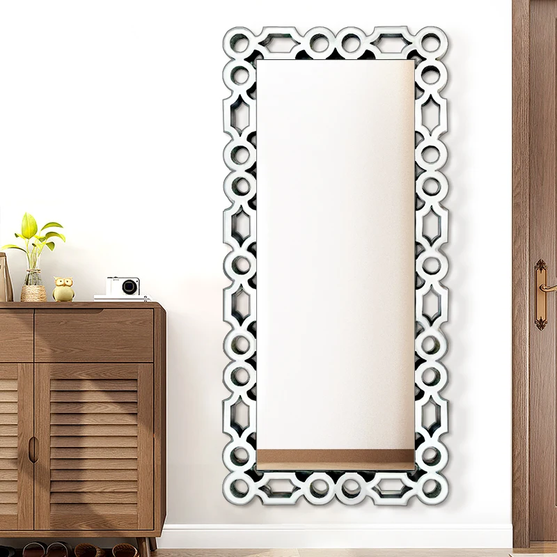 Modern Rectangle Bedroom Full-Length Mirrors Silver Stand Up Mirror Large