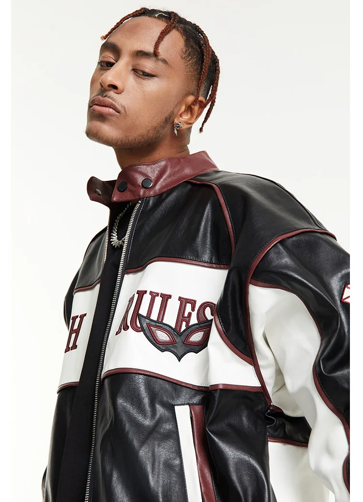 OEM/ODM High Quality Motorcycle HIp Hop Embroidery Pakistan Leather Jackets For Men